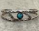 OLD Vintage Native American Navajo Turquoise HAND STAMPED Sterling Bracelet 7 in