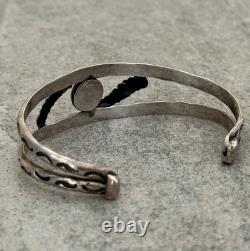 OLD Vintage Native American Navajo Turquoise HAND STAMPED Sterling Bracelet 7 in