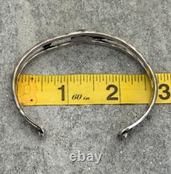 OLD Vintage Native American Navajo Turquoise HAND STAMPED Sterling Bracelet 7 in