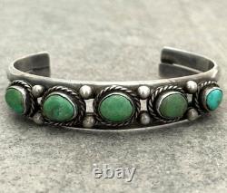 OLD Vintage Native American Navajo Turquoise Sterling Bracelet 40.7g 6.9 in