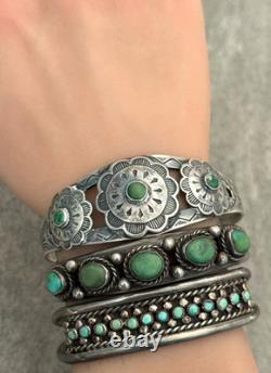 OLD Vintage Native American Navajo Turquoise Sterling Bracelet 40.7g 6.9 in