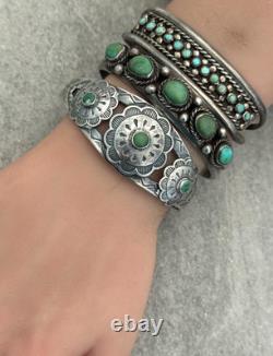 OLD Vintage Native American Navajo Turquoise Sterling Bracelet 40.7g 6.9 in