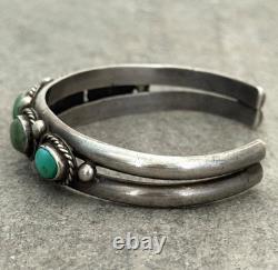 OLD Vintage Native American Navajo Turquoise Sterling Bracelet 40.7g 6.9 in