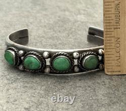 OLD Vintage Native American Navajo Turquoise Sterling Bracelet 40.7g 6.9 in