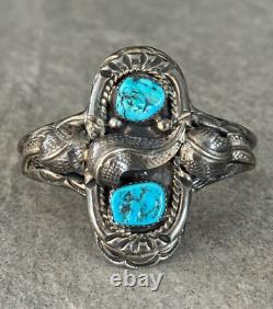 OLD Vintage Native American Navajo Turquoise Sterling silver Bracelet Signed