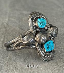 OLD Vintage Native American Navajo Turquoise Sterling silver Bracelet Signed