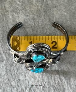 OLD Vintage Native American Navajo Turquoise Sterling silver Bracelet Signed