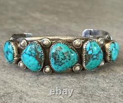 OLD Vintage Native American Navajo Turquoise Sterling silver TWISTED Bracelet