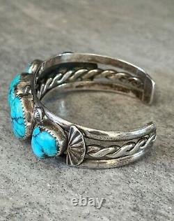 OLD Vintage Native American Navajo Turquoise Sterling silver TWISTED Bracelet