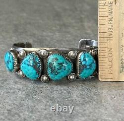 OLD Vintage Native American Navajo Turquoise Sterling silver TWISTED Bracelet