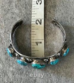 OLD Vintage Native American Navajo Turquoise Sterling silver TWISTED Bracelet