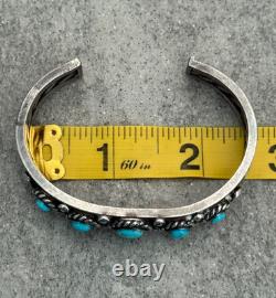 OLD Vintage Native American Navajo Turquoise THICK Twisted silver Bracelet 39.9g