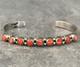 OLD Vintage Native American Navajo Zuni carved Coral Sterling Bracelet SIGNED