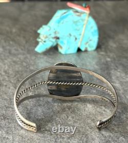 OLD Vintage Native American Shadowbox Turquoise GEM Sterling Bracelet 19+g