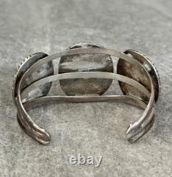 OLD Vintage Native American Shadowbox Turquoise Sterling silver Bracelet 43+g