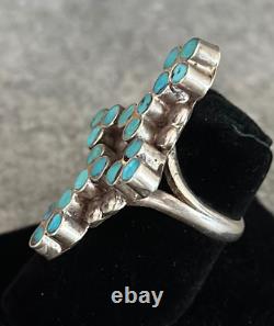 OLD Vintage Native American ZUNI DiSHTA Blossom Turquoise silver Ring Size 5