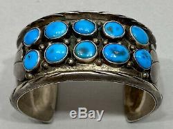 OLD Vintage Navajo Native American Sterling Silver Blue Turquoise Cuff Bracelet