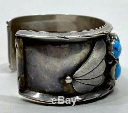 OLD Vintage Navajo Native American Sterling Silver Blue Turquoise Cuff Bracelet