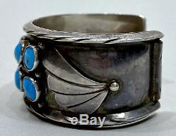 OLD Vintage Navajo Native American Sterling Silver Blue Turquoise Cuff Bracelet