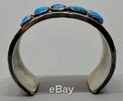 OLD Vintage Navajo Native American Sterling Silver Blue Turquoise Cuff Bracelet