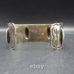 Old 1920s to 1930s NAVAJO Hand-Stamped Coin Silver Cuff BRACELET Whirling Logs