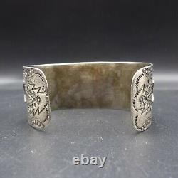 Old 1930s Fred Harvey Era NAVAJO Hand-Stamped Sterling Silver Cuff BRACELET