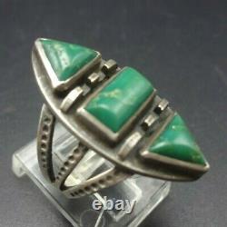 Old 1930s Vintage NAVAJO Hand-Stamped Sterling Silver TURQUOISE RING size 5.25