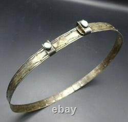 Old ANTIQUE 1920s NAVAJO Hand Stamped Sterling Silver HATBAND with TURQUOISE