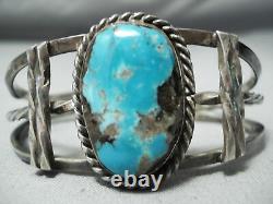 Old Morenci Vintage Navajo Turquoise Sterling Silver Bracelet Old