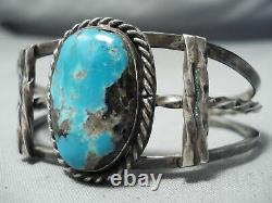 Old Morenci Vintage Navajo Turquoise Sterling Silver Bracelet Old