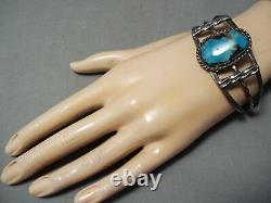 Old Morenci Vintage Navajo Turquoise Sterling Silver Bracelet Old