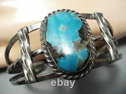 Old Morenci Vintage Navajo Turquoise Sterling Silver Bracelet Old