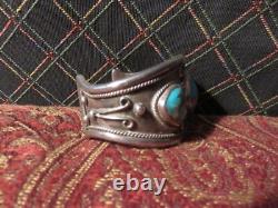 Old Native American Silver Turquoise Bracelet Southwestern Jewelry Vintage Mens