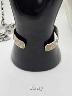 Old Native American Vintage Sterling Silver Jewelry Cuff Turquoise Inlay