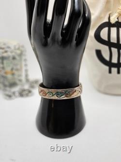 Old Native American Vintage Sterling Silver Jewelry Cuff Turquoise Inlay