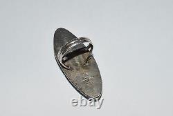 Old Navajo Sterling Silver And Turquoise Large Ring Size 10
