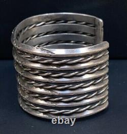 Old Navajo Vintage Sterling Silver Stamped Cuff Bracelet