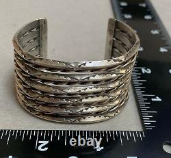 Old Navajo Vintage Sterling Silver Stamped Cuff Bracelet
