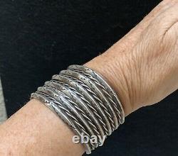 Old Navajo Vintage Sterling Silver Stamped Cuff Bracelet