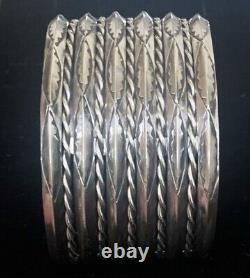 Old Navajo Vintage Sterling Silver Stamped Cuff Bracelet