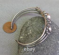 Old Original Tag Coin Silver Indian Made Satellite Domes Cuff Bracelet