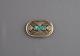 Old Pawn Navajo Indian Heavy Sterling Silver Belt Buckle Turquoise Inlay