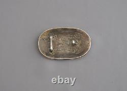 Old Pawn Navajo Indian Heavy Sterling Silver Belt Buckle Turquoise Inlay