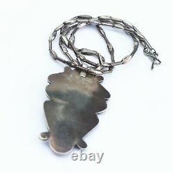 Old Pawn Navajo Multi Stone Sterling Silver Pendant Necklace Bench Made Beads
