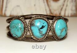 Old Pawn Navajo Turquoise Cuff Bracelet Sterling Silver Native American Vintage