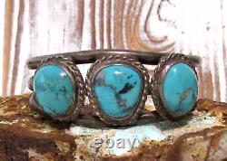 Old Pawn Navajo Turquoise Cuff Bracelet Sterling Silver Native American Vintage