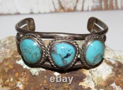 Old Pawn Navajo Turquoise Cuff Bracelet Sterling Silver Native American Vintage