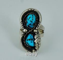 Old Pawn Turquoise Navajo Sterling Vintage Silver Native American Ring Heavy Big
