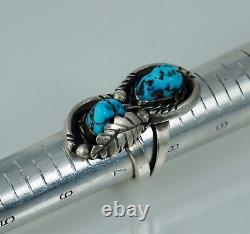Old Pawn Turquoise Navajo Sterling Vintage Silver Native American Ring Heavy Big