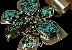 Old Pawn Vintage Navajo Chinese Hubei Turquoise BUTTERFLY HUGE Pendant Enhancer